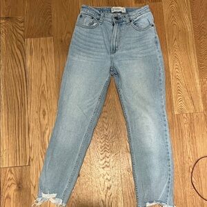 Abercrombie & Fitch Sky Blue Skinny Jeans with fraying in the hem